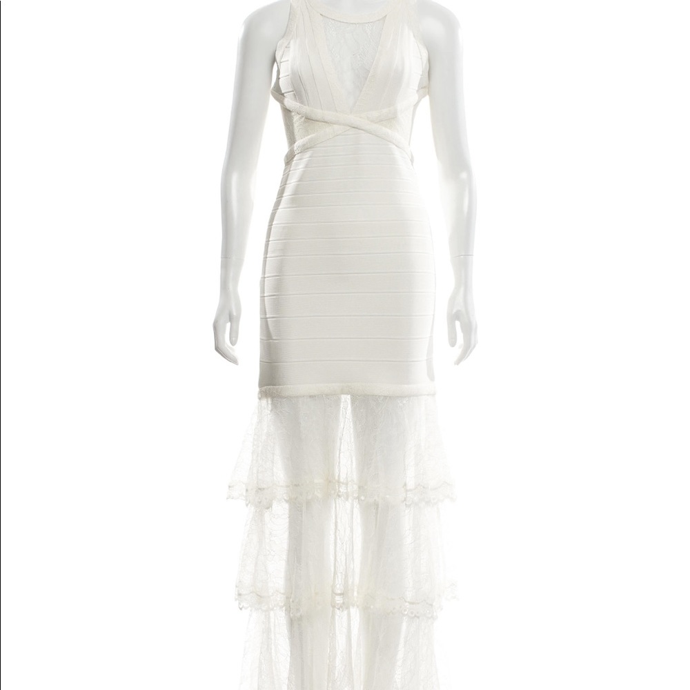 Brand New Herve Leger Ivory Lace Gown